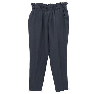 Ulla Johnson Linen Silk Blend Paperbag Dress Pants Dark Blue 6